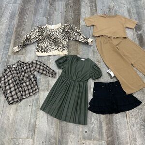 Zara Kids Clothing Set - Leopard, Plaid, Green, Tan, Black